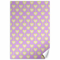 Yellow Hearts On A Light Purple Background Canvas 12  X 18  by SychEva