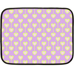 Yellow Hearts On A Light Purple Background Double Sided Fleece Blanket (mini)  by SychEva