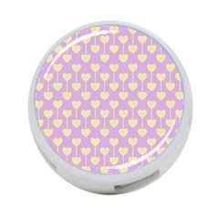 Yellow Hearts On A Light Purple Background 4-port Usb Hub (two Sides) by SychEva