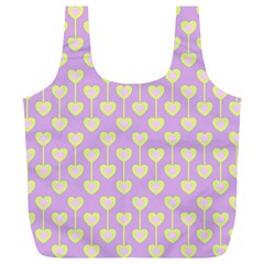 Yellow Hearts On A Light Purple Background Full Print Recycle Bag (xl) by SychEva