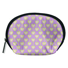 Yellow Hearts On A Light Purple Background Accessory Pouch (medium) by SychEva