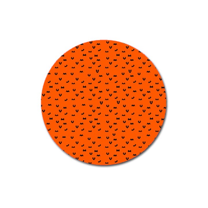 Halloween, Black bats pattern on orange Magnet 3  (Round)