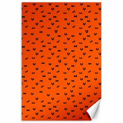 Halloween, Black Bats Pattern On Orange Canvas 24  X 36  by Casemiro