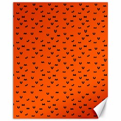 Halloween, Black Bats Pattern On Orange Canvas 11  X 14  by Casemiro