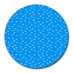 Halloween White Bars At Sky Blue Color Round Mousepads by Casemiro