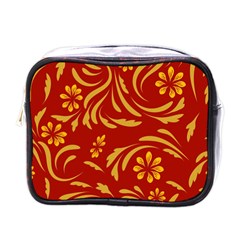 Folk Flowers Pattern Floral Surface Design Seamless Pattern Mini Toiletries Bag (one Side)