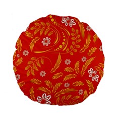 Folk Flowers Pattern Floral Surface Design Seamless Pattern Standard 15  Premium Flano Round Cushions by Eskimos