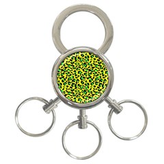 Yellow And Green, Neon Leopard Spots Pattern 3-ring Key Chain