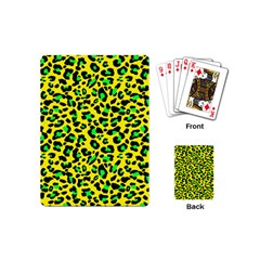 Yellow And Green, Neon Leopard Spots Pattern Playing Cards Single Design (mini) by Casemiro