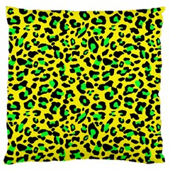 Yellow And Green, Neon Leopard Spots Pattern Large Cushion Case (two Sides) by Casemiro