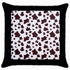 Brown cow spots pattern, animal fur print Throw Pillow Case (Black)