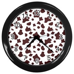 Brown cow spots pattern, animal fur print Wall Clock (Black)