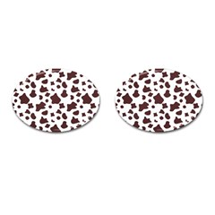 Brown cow spots pattern, animal fur print Cufflinks (Oval)