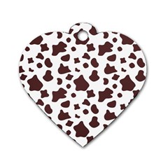 Brown cow spots pattern, animal fur print Dog Tag Heart (One Side)