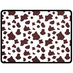 Brown cow spots pattern, animal fur print Fleece Blanket (Large) 