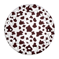 Brown cow spots pattern, animal fur print Ornament (Round Filigree)