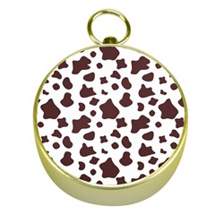 Brown cow spots pattern, animal fur print Gold Compasses