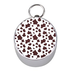 Brown cow spots pattern, animal fur print Mini Silver Compasses