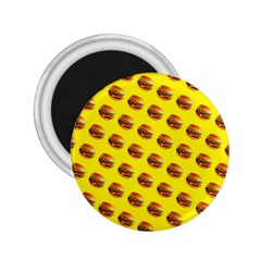 Vector Burgers, fast food sandwitch pattern at yellow 2.25  Magnets