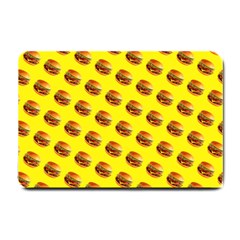 Vector Burgers, fast food sandwitch pattern at yellow Small Doormat 