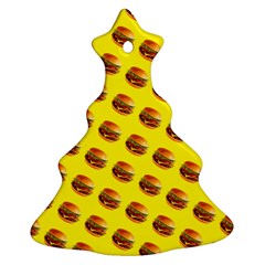 Vector Burgers, fast food sandwitch pattern at yellow Ornament (Christmas Tree) 