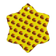 Vector Burgers, fast food sandwitch pattern at yellow Snowflake Ornament (Two Sides)