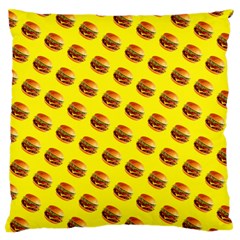 Vector Burgers, fast food sandwitch pattern at yellow Large Flano Cushion Case (Two Sides)