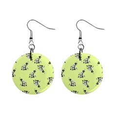 Black And White Vector Flowers At Canary Yellow Mini Button Earrings by Casemiro