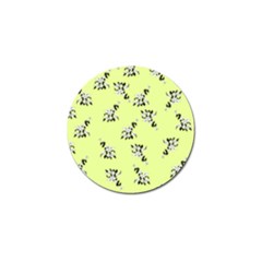 Black and white vector flowers at canary yellow Golf Ball Marker (4 pack)