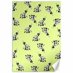 Black and white vector flowers at canary yellow Canvas 12  x 18 