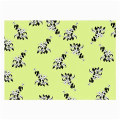 Black and white vector flowers at canary yellow Large Glasses Cloth