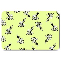 Black And White Vector Flowers At Canary Yellow Large Doormat  by Casemiro