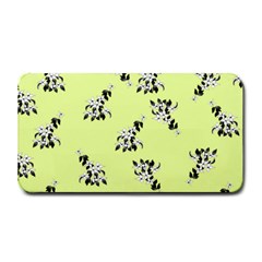 Black and white vector flowers at canary yellow Medium Bar Mats