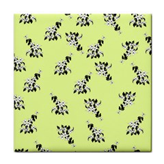 Black and white vector flowers at canary yellow Face Towel