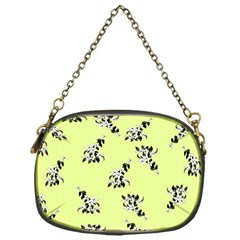 Black And White Vector Flowers At Canary Yellow Chain Purse (one Side)