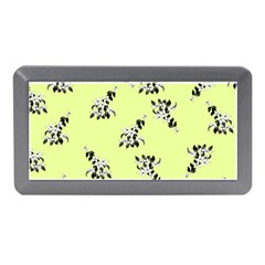 Black and white vector flowers at canary yellow Memory Card Reader (Mini)
