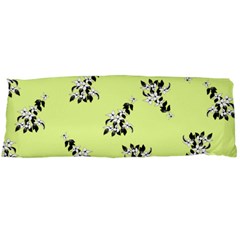 Black and white vector flowers at canary yellow Body Pillow Case (Dakimakura)