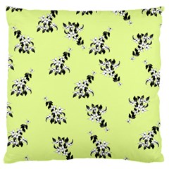 Black And White Vector Flowers At Canary Yellow Large Cushion Case (one Side) by Casemiro