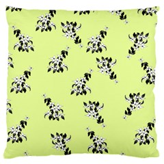 Black And White Vector Flowers At Canary Yellow Large Cushion Case (two Sides) by Casemiro