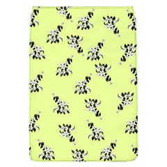 Black and white vector flowers at canary yellow Removable Flap Cover (L)