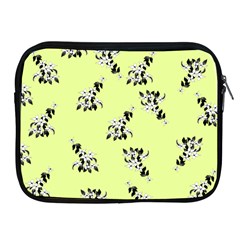 Black and white vector flowers at canary yellow Apple iPad 2/3/4 Zipper Cases