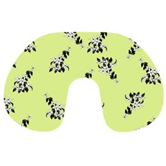 Black and white vector flowers at canary yellow Travel Neck Pillow