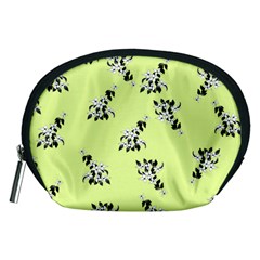 Black and white vector flowers at canary yellow Accessory Pouch (Medium)