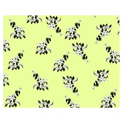 Black and white vector flowers at canary yellow Double Sided Flano Blanket (Medium) 