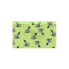 Black and white vector flowers at canary yellow Cosmetic Bag (XS)