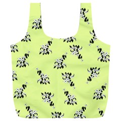 Black And White Vector Flowers At Canary Yellow Full Print Recycle Bag (xxxl) by Casemiro