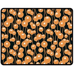 Orange Dandelions On A Dark Background Fleece Blanket (medium)  by SychEva