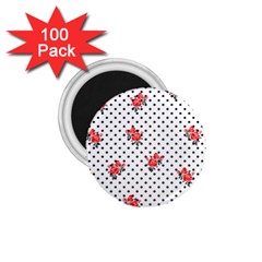 Red Vector Roses And Black Polka Dots Pattern 1 75  Magnets (100 Pack)  by Casemiro