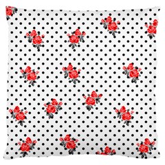 Red Vector Roses And Black Polka Dots Pattern Standard Flano Cushion Case (two Sides) by Casemiro