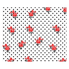 Red Vector Roses And Black Polka Dots Pattern Double Sided Flano Blanket (small)  by Casemiro